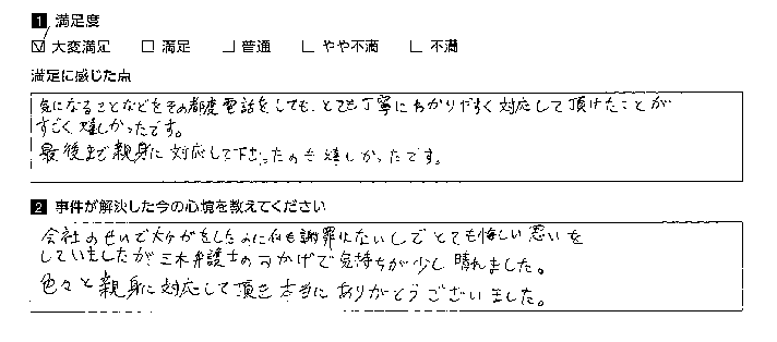 電話の度に丁寧に対応してもらえました